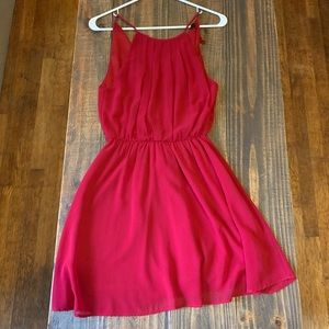 Red halter dress